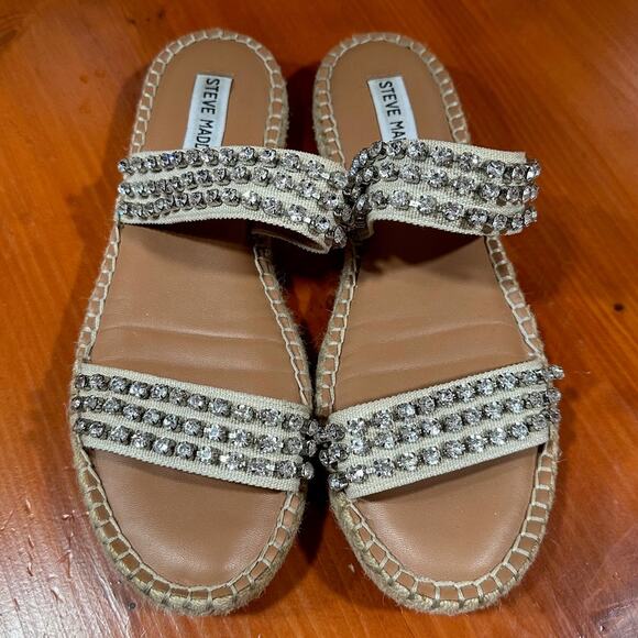 Steve Madden Zendaya Rhinestone and Jute Platform Sandal - Sz. 8 - Picture 1 of 7